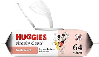 HUGGIES Simply Clean Fresh Scent Baby Wipes, 1 Flip-Top Pack (64 Wipes Total), Packaging May Vary