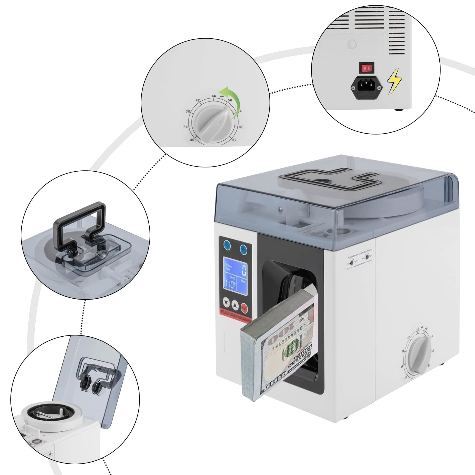 Machine à Cercler Les Billets Automatique – Réglable, 2 Sec/liasse, écran LCD (110V/220V)