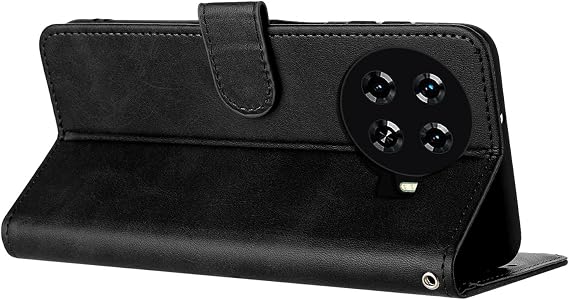 Compatible with Tecno Spark 20 Pro+ Leather Case,Compatible with Tecno Spark 20 Pro Plus KJ7 Case PU Leather Phone Flip Cover Black