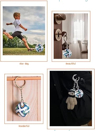Miniatura 15 de KCKEYS Geometric Soccer Ball Keychain, Black and Silver Football World Cup Key Chain Pendant, Sports Ball Key Chain
