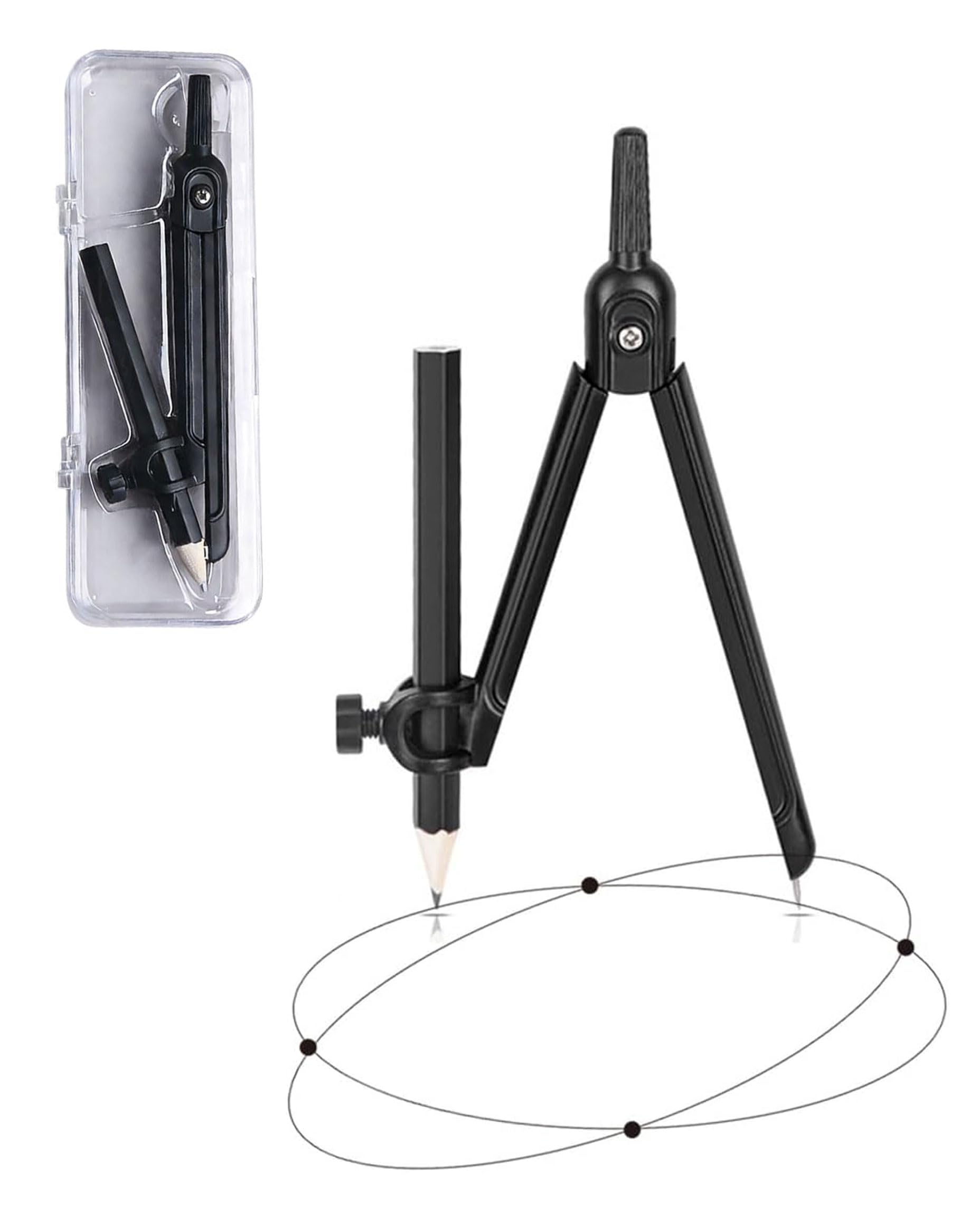 Compas de Dibujo Tecnico Profesional para Lapiz y Rotulador Compas de Precision Ajustable para Geometria Matematicas y Estudiantes Compas Escolar Plastico para Dibujo Arquitectura y Oficina