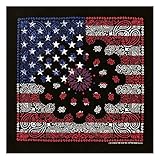 American Heritage Cotton Bandanas - Made in USA - Sold by Vets - Pack of 3 (Black Flag)
