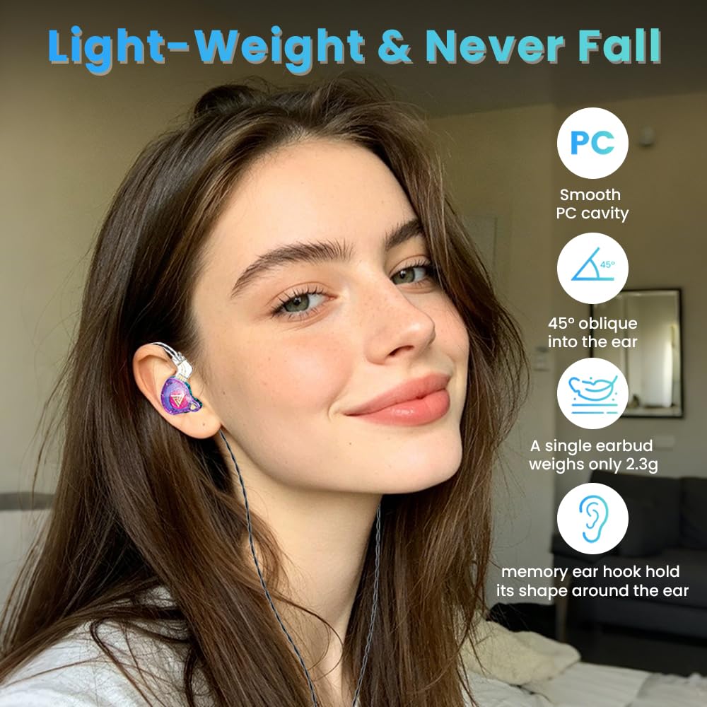 AK6 PRO - Confezione da 4 auricolari in-ear cablati, con bassi profondi, Hi-Fi, driver dinamico 1DD da 10 mm, IEM, per musica, videogiochi, videochiamate (quattro colori)