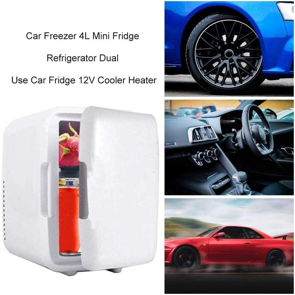 Mała lodówka Mini lodówka samochodowa 4L Przenośna lodówka samochodowa do domu 12V Grzałka chłodnicy Dostępne w 2 kolorach (Color : Bianco)