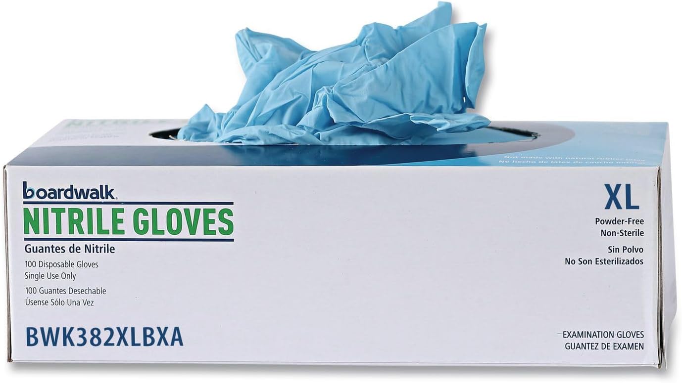 Boardwalk 382XLBXA 5 mil Disposable Examination Nitrile Gloves - X-Large, Blue (100/Box)