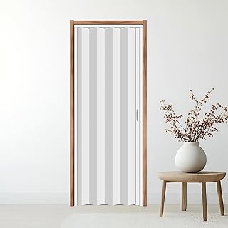32X79in PVC Accordion Door Interior,Sliding Folding Doors with Lock,Divi...