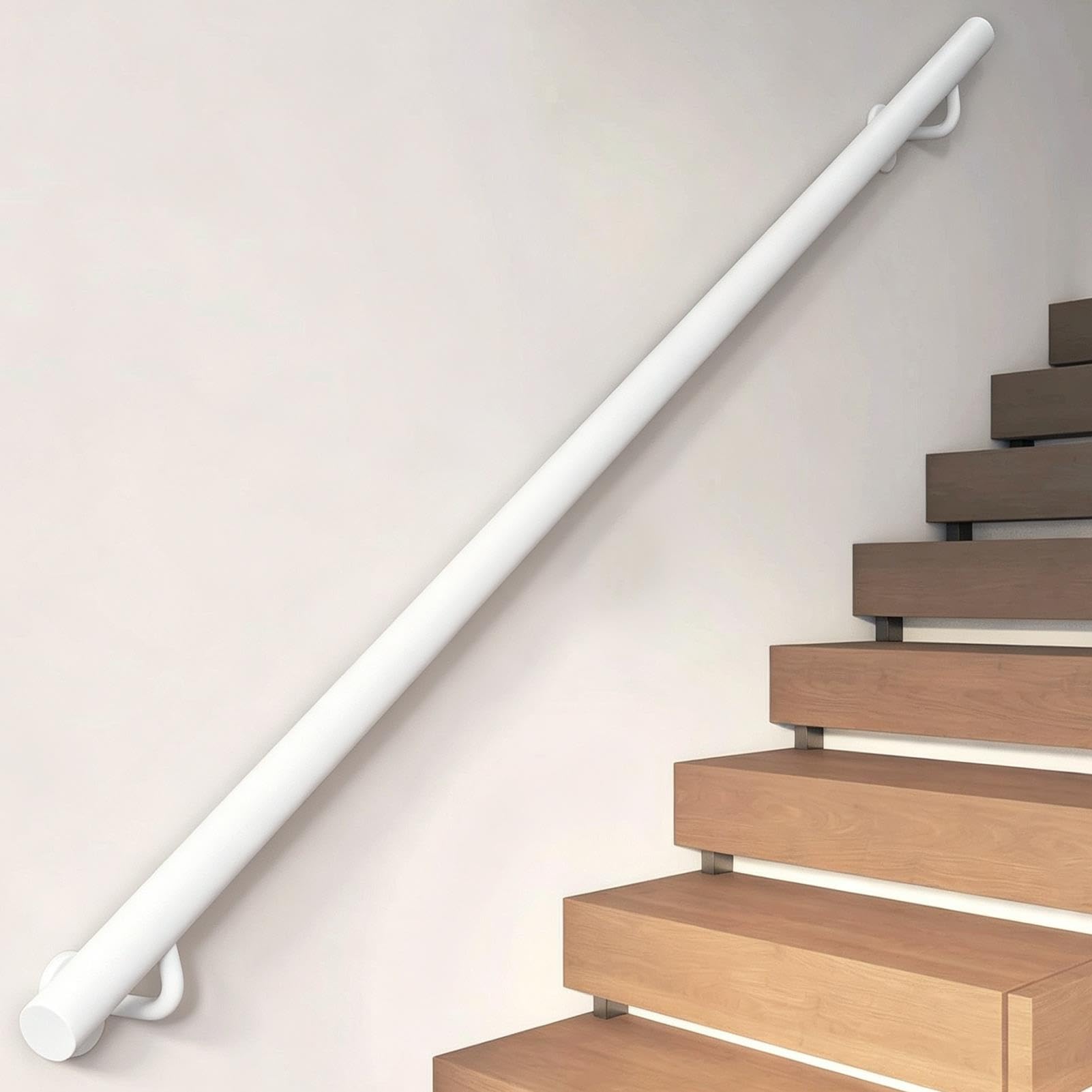 30–600 cm weiße Handläufe, industrielle Metall-Treppengeländer für den Innen- und Außenbereich, Wandhalterung für ältere Menschen, Sicherheit, 200 kg Last(480cm)