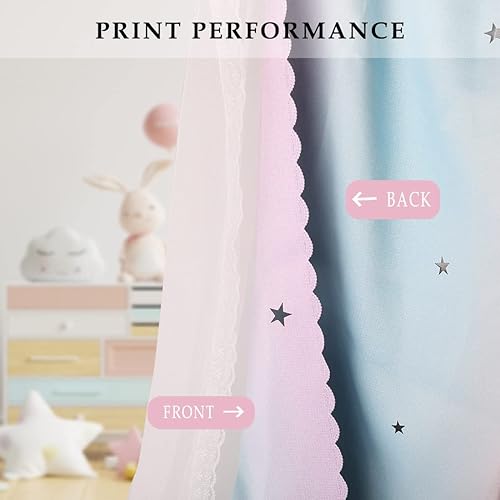 Miniatura 2 de UNISTAR - Cortinas blackout decorativas de doble capa y cortes en estrella para habitación de niñas, bebés, niños, sala, 2 paneles de cortinas para