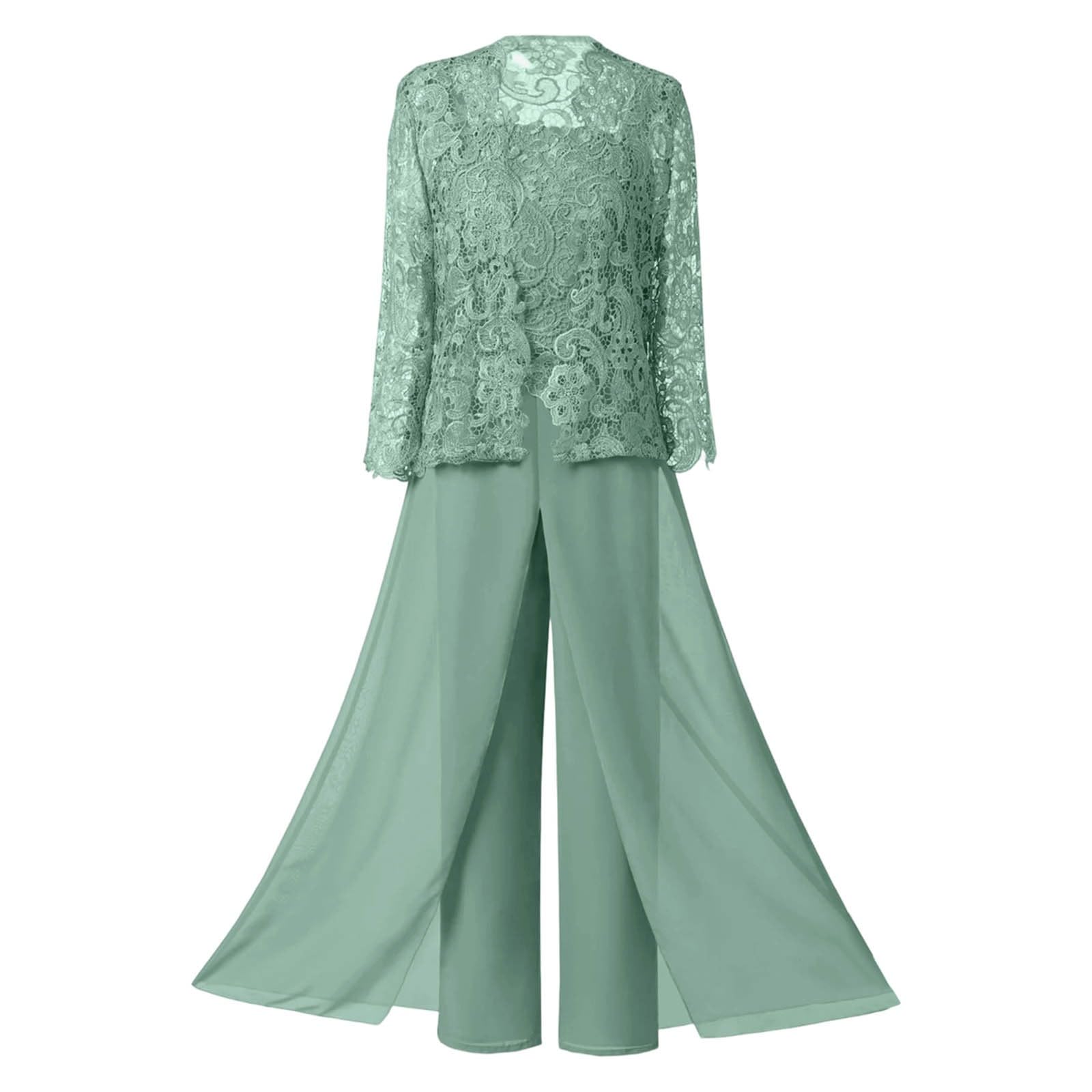 Ensemble Tailleur Femme Élégant Trois Pièces en Dentelle et Mousseline Transparente avec Cardigan pour Mariée Design Sophistiqué et Raffiné