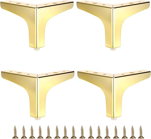 OwnMy 4 patas de metal dorado para muebles, muebles modernos de 4 pulgadas para sofá, silla, mesa, gabinete, patas para muebles de bricolaje, patas