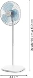 Rowenta Essential + VU4410F0 Silent Performance Fan on Stand, Compact Oscillation and Orientation Remote Control Adjustable Height VU4410F0, White, 130 x 45 x 43 cm - 3