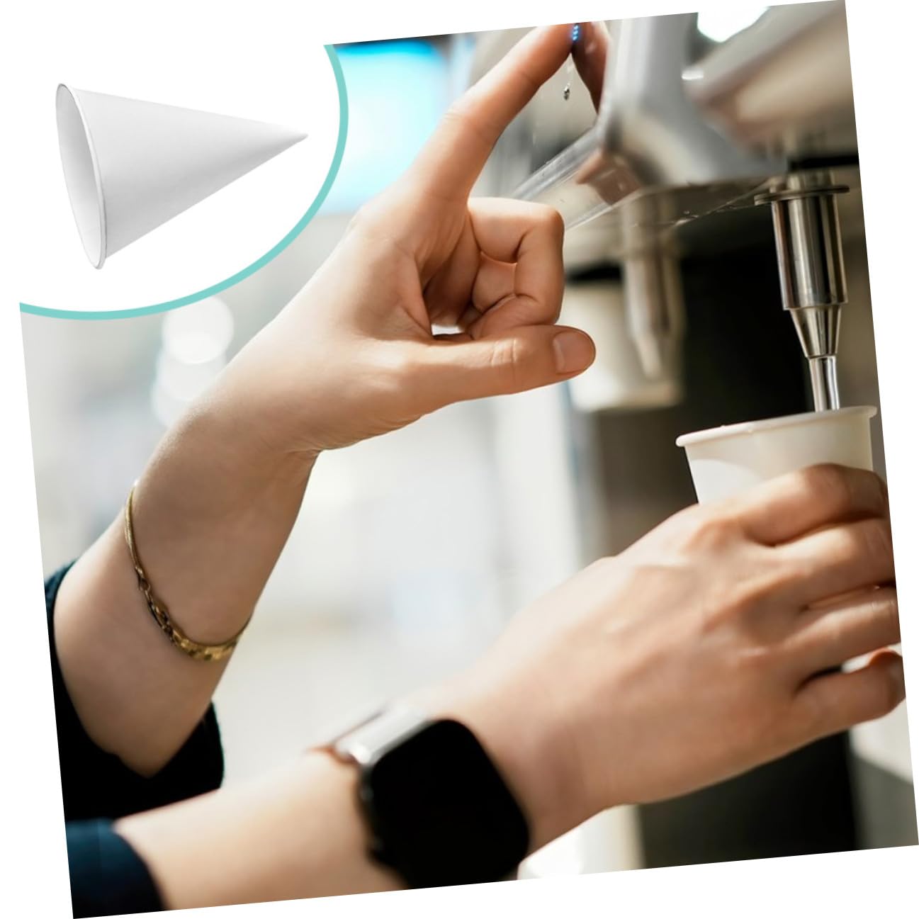 Cabilock Bicchieri di Carta Conici per Gelato, 200 Pezzi, Bianca