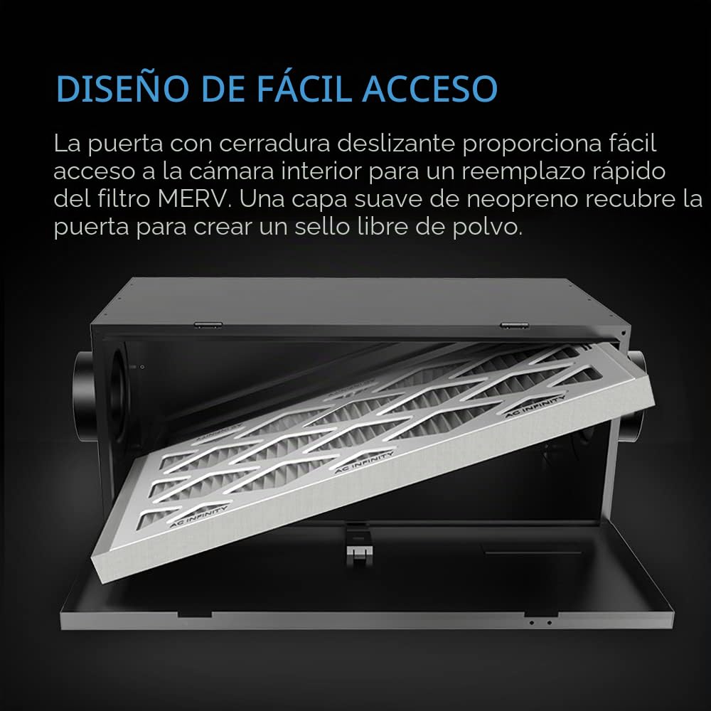 AC Infinity Caja, 150mm de filtro en línea, con filtro MERV 13, kit de filtración HVAC para toda la casa, compatible con ventiladores de 150mm conducto, ideal para entrada de aire fresco y ventilación