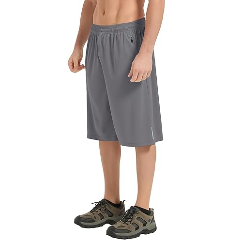 HQUEC Men's Athletic Shorts 12" Long Basketball Workout Shorts Below