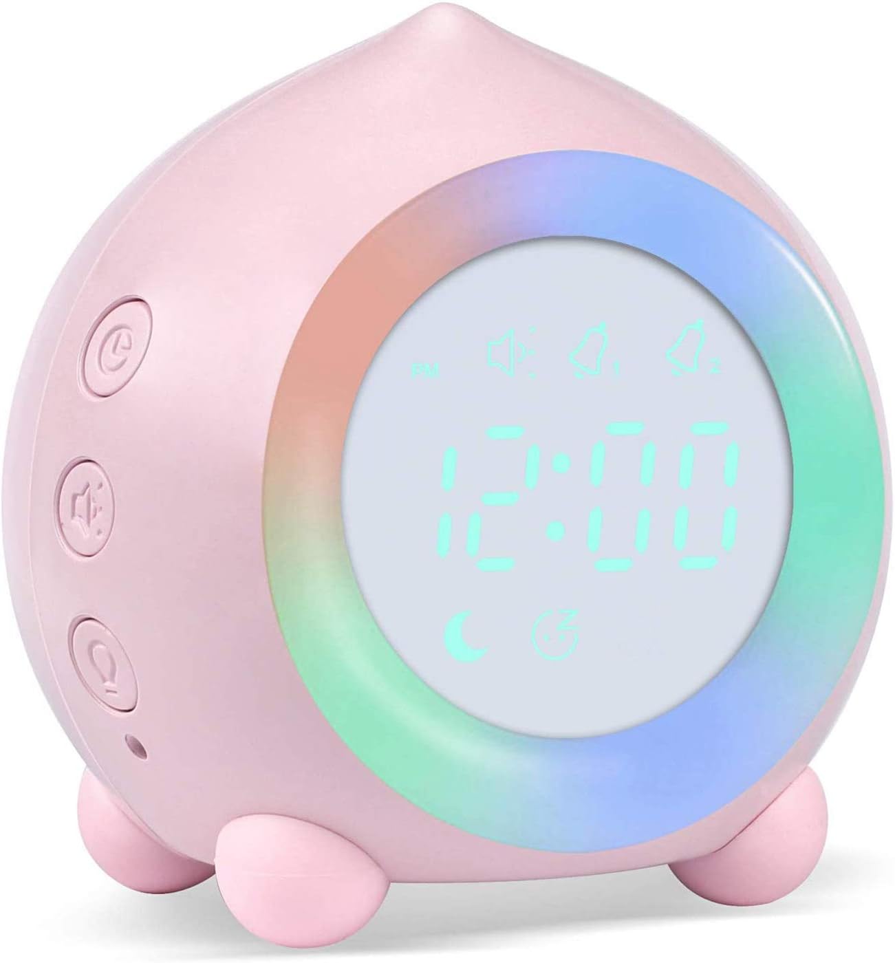 Allnice Digital Alarm Clock, LED Bedside Clock Dual Alarm Clock with Night Light, Alarm Clock for Kids, Small Alarm Clock for Home Bedroom Travel, USB Powered, Cute Peach Deisgn (Pink)