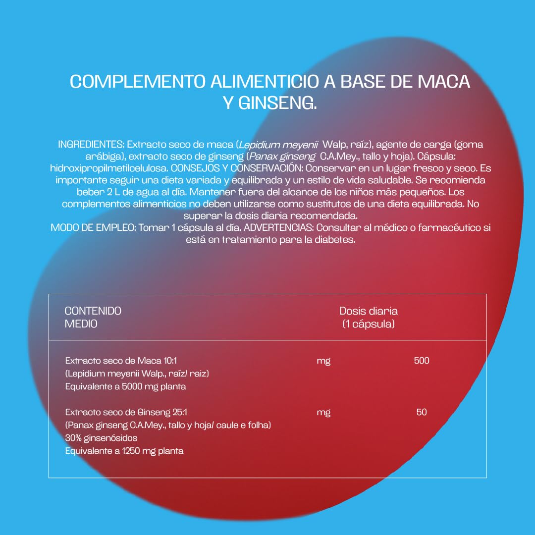 Bicentury Maca – Complemento alimenticio Energizante con 5000mg de Maca y 1250mg de Ginseng – 150 Cápsulas, 1 cápsula al día, Sin Gluten ni Lactosa, Vegano