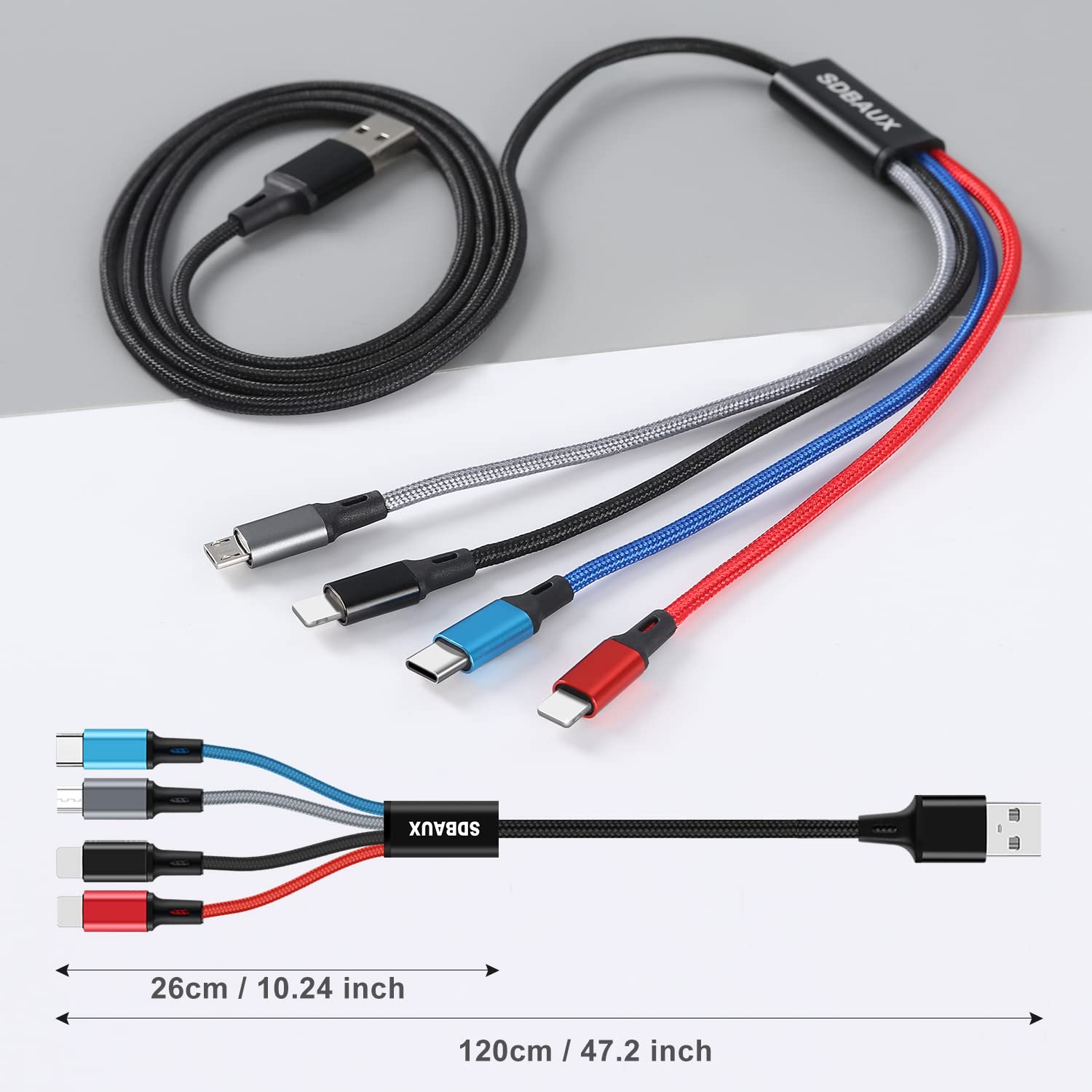 Amazon.co.jp: 【2本セット/1.2M】SDBAUX 4in1 充電ケーブル3A