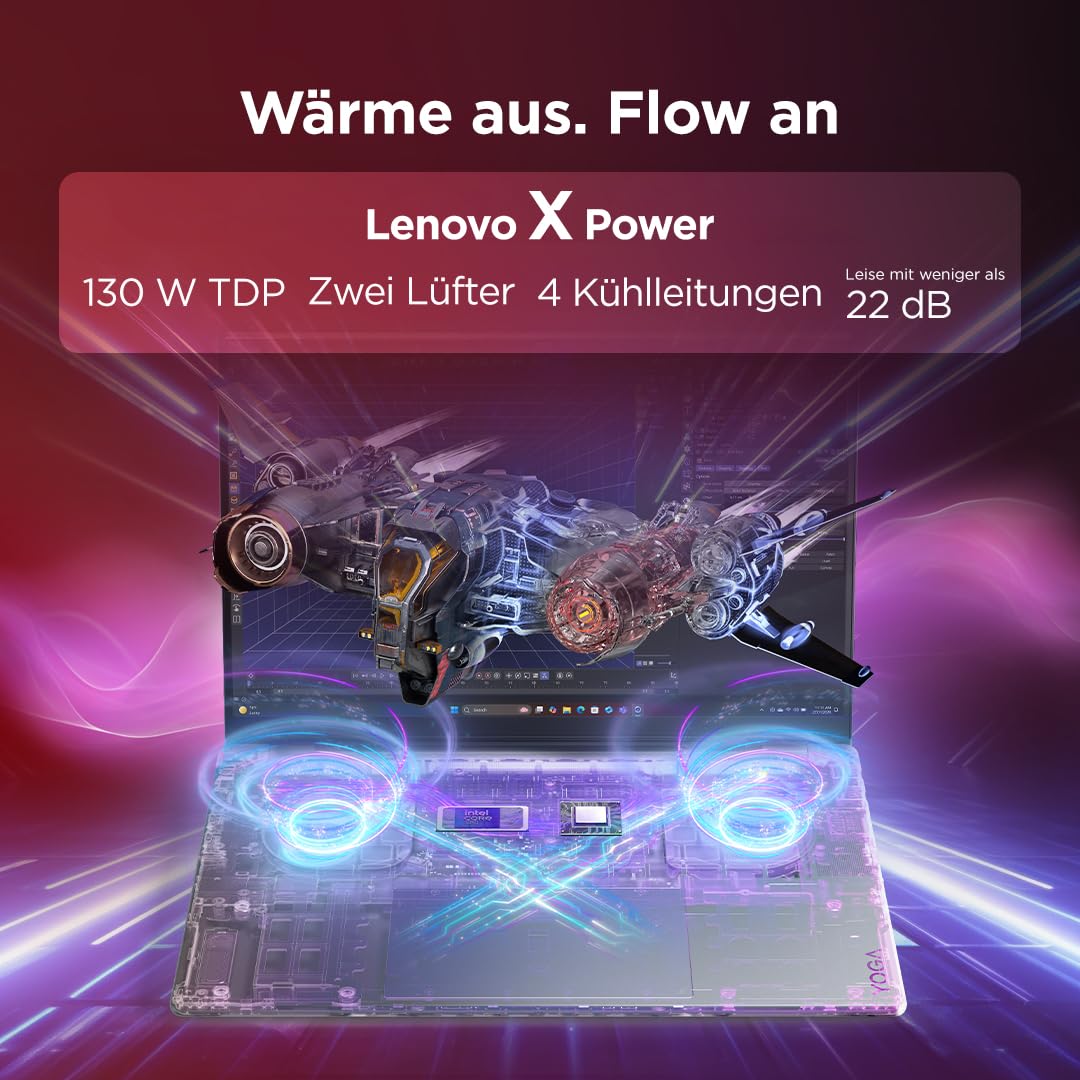 Lenovo Yoga Pro 9i Aura Edition Laptop | 16"3.2K OLED Touch Display | Intel Core Ultra 9 386H | 32GB RAM | 1TB SSD | NVIDIA GeForce RTX 5060 | Windows 11 | QWERTZ | Thunder Grau | 3 Jahre Premium Care