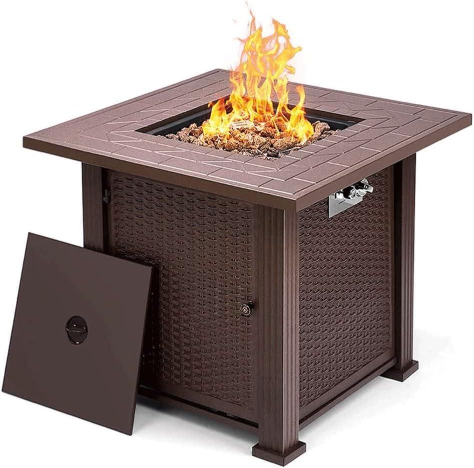 FZZDP Outdoor Gas Fire Pit Table 28 inch 50,000 BTU Square
