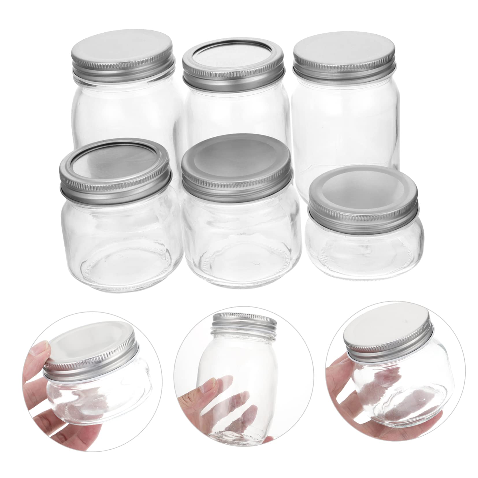 Cabilock 6 Stück-pack Glas Einmachgläser mit Deckel Luftdicht 100% Sauber und Schlicht für Marmelade Honig und Joghurt Zufällige Farbe