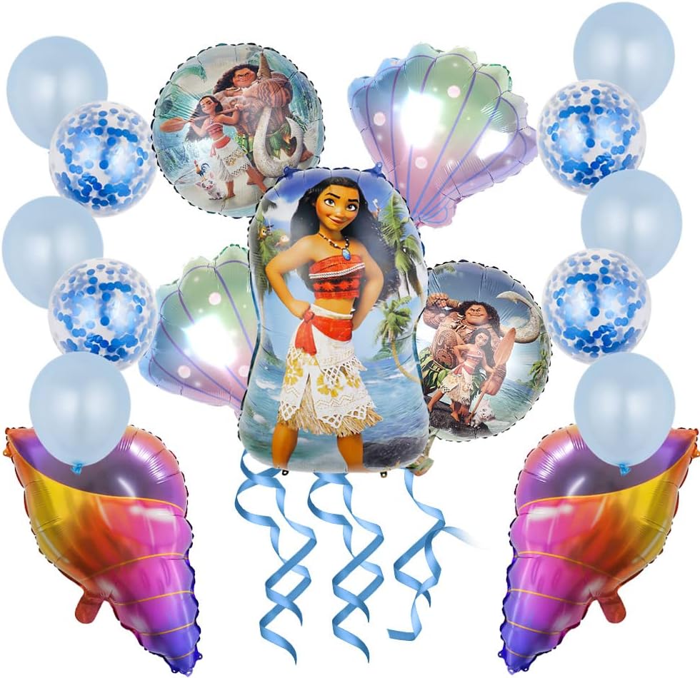 Moana Party Decoration Cartoon Movie Theme Character Patterns with Latex Balloons Helium Balloon Moana Party Supplies for Kids Birthday Baby Shower Party Supplies