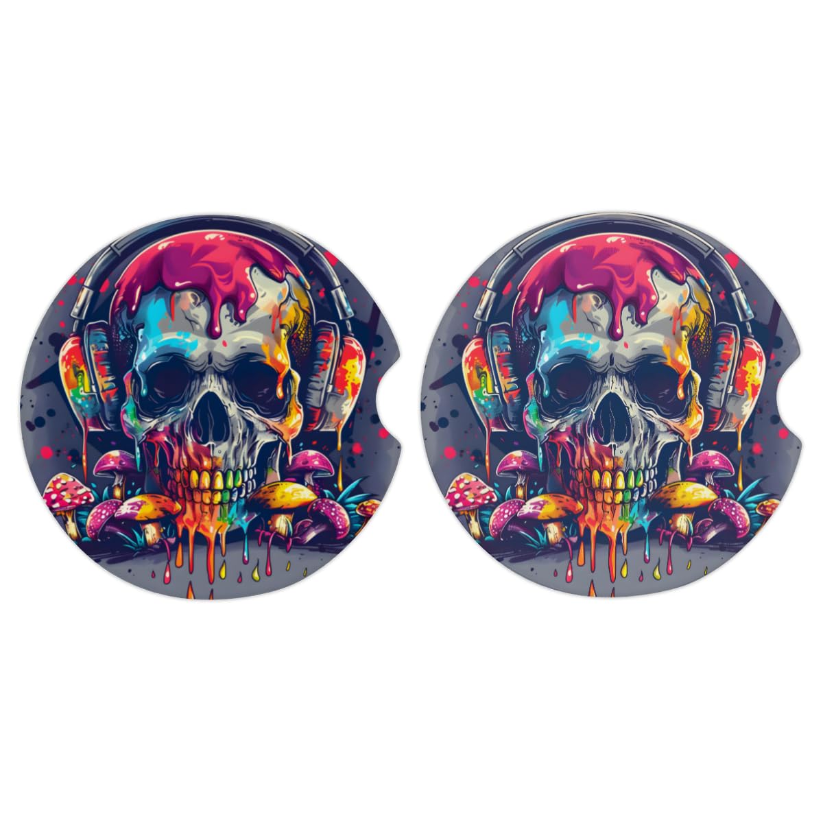 Cup Holder Coaster for Car, 2 Pack Car Coasters for Cup Holders, Cork Base Car Cup Coasters for Drinks, Universal Funny Car Accessories, Halloween