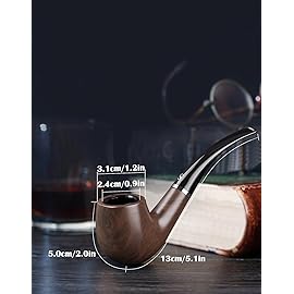 Joyoldelf Tobacco Pipe Set, Short Handle Curved Smoking Pipe with Foldable Pipe Stand Holder, Pipe Starter Kit for Beginner with Gift Box and Accessories