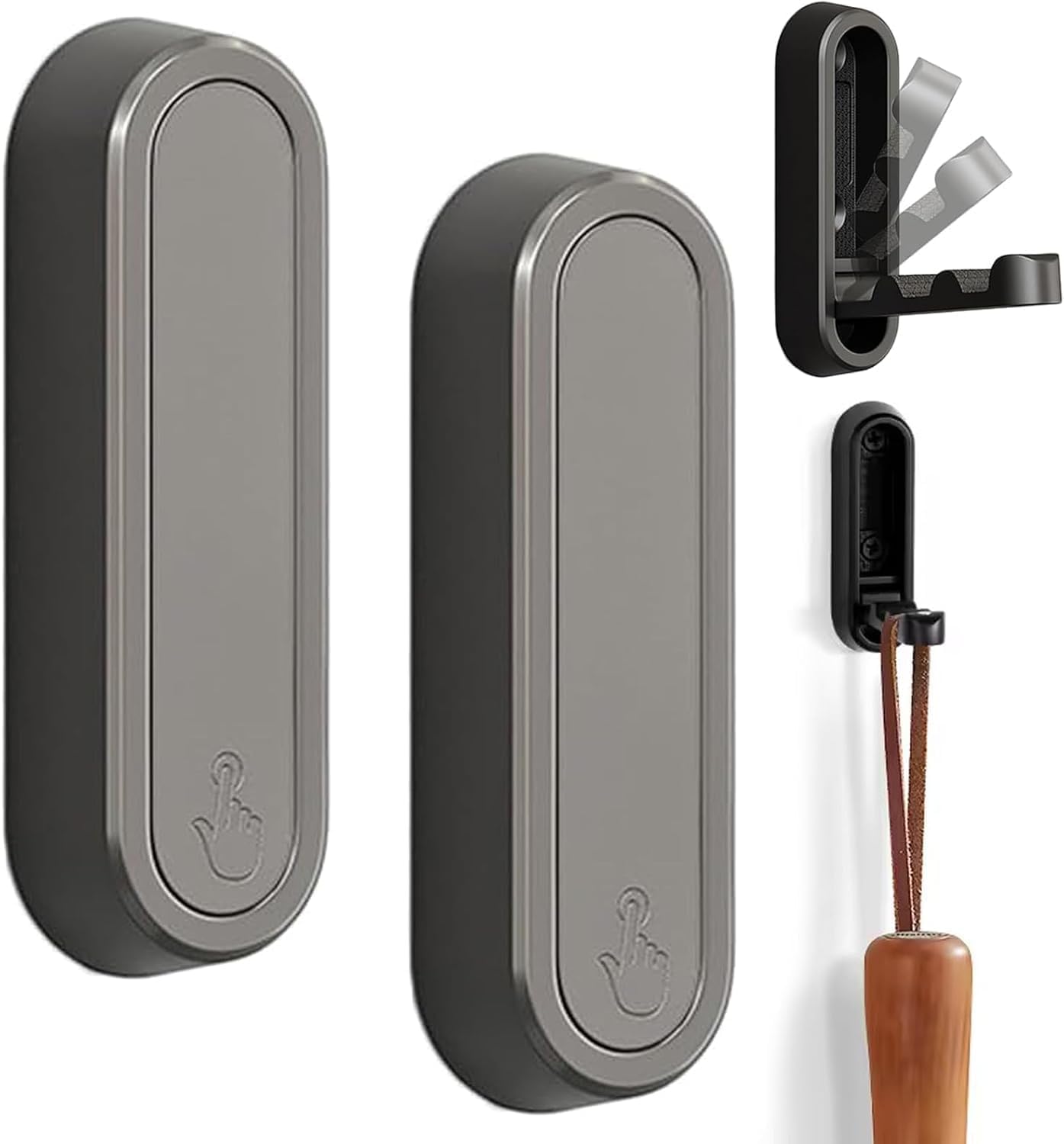 Gold Hooks for Wall Folding Coat Hook Folding Wall Hooks Up to 55 lbs Heavy Duty Space-Saving Easy Installation Metal Foldable Hook Wall Mount for Hanging Coats, Hats, Keys, Bags (2PCS - Gray)