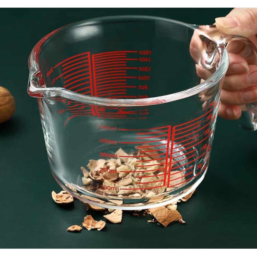 Glazen maatbeker met deksel met handvat multifunctioneel voor keuken 500ml