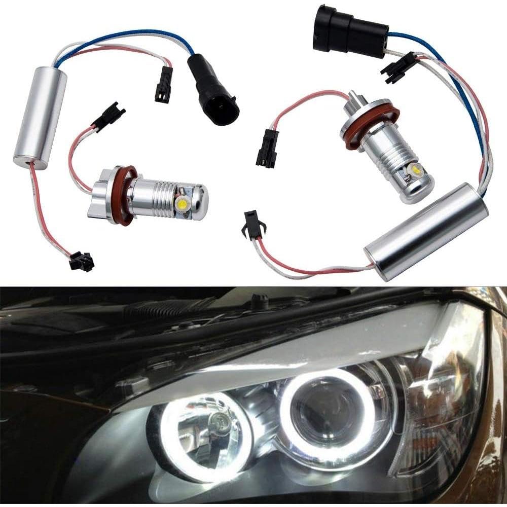 Riloer LED Luz de Anillo de Halo de Ojos de Ángel, Luces de Circulación Diurna DRL H8 Bombillas Compatible con BMW Serie 1 E82/E87, Serie 3 E90 E91, E92, E93, Serie 5 E60, E61
