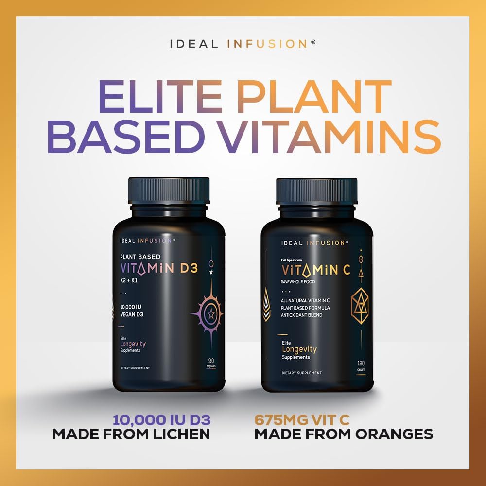 Ideal Infusion Vegan Vitamin D3 5000 iu with K2 (MK-7) Liquid Spray: Organic Plum with Cinnamon - Bone Health, Immune Support, Bone Structure (75 Servings)