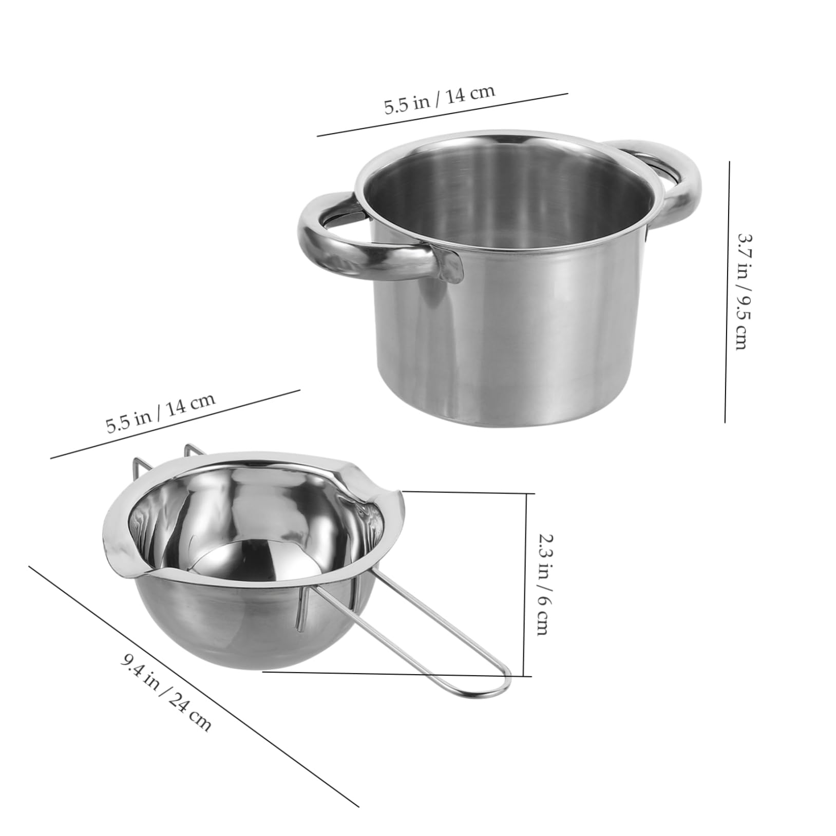 ABOOFAN 1Set Stainless Steel Double Boiler Pot for Melting Chocolate Cheese Butter Outer Pot with Melting Bowl Compact Design for Baking Cooking Candy Making
