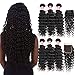 CYNOSURE Hair Deep Wave Bundles with Closure 100% Unprocessed Virgin Deep Wave Brazilian Hair 3 Bundles with Closure Free Part Natural Black Color (16 18 20+14inch closure)