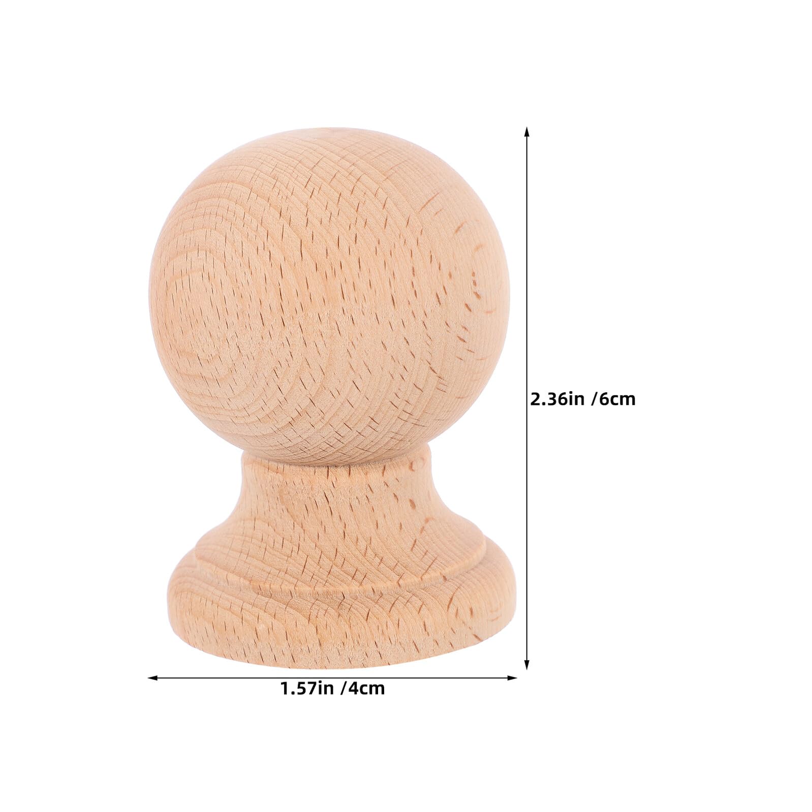GLSTOY Remate de Madera Dura Redondo para Postes y Columnas, Tamaño 6x4 Cm, 2 Piezas sin Pintar, Decoración Clásica Estilo Columna Romana para Muebles, Escaleras y Vallas Exteriores — view 3