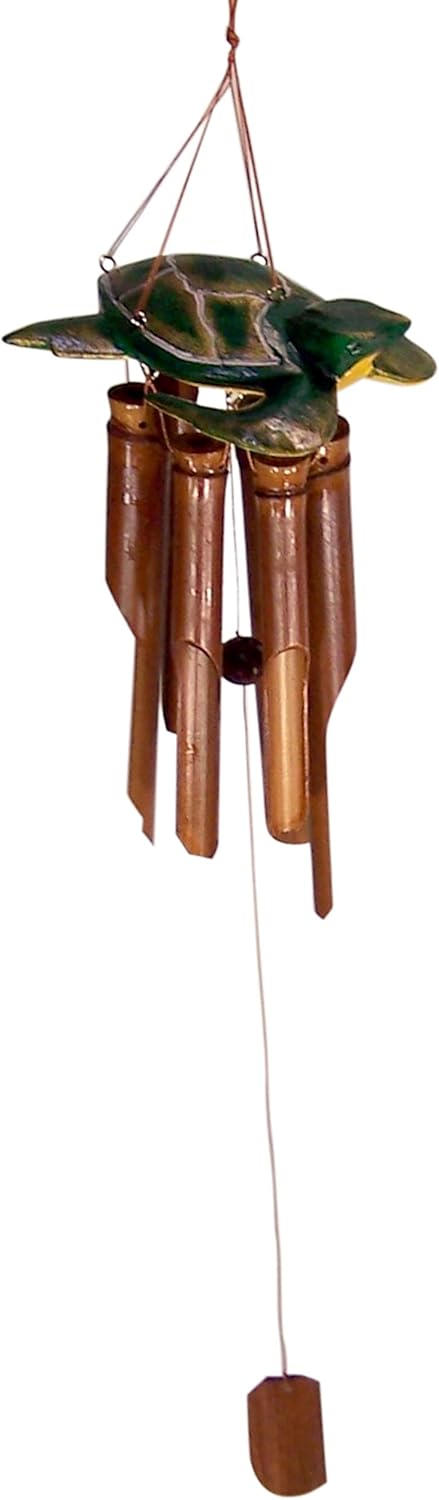 Wowser Bamboo Turtle Windchime, Outdoor Garden Décor, 32 Inches