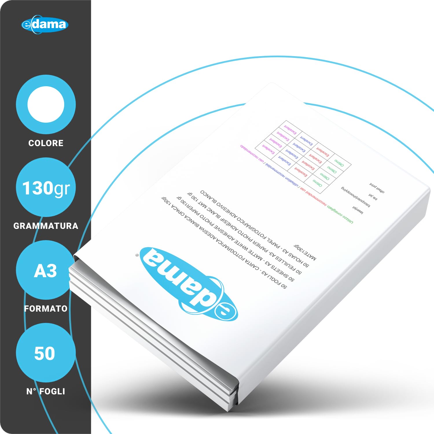 Papel fotográfico adhesivo inkjet 50 hojas A3 130 g