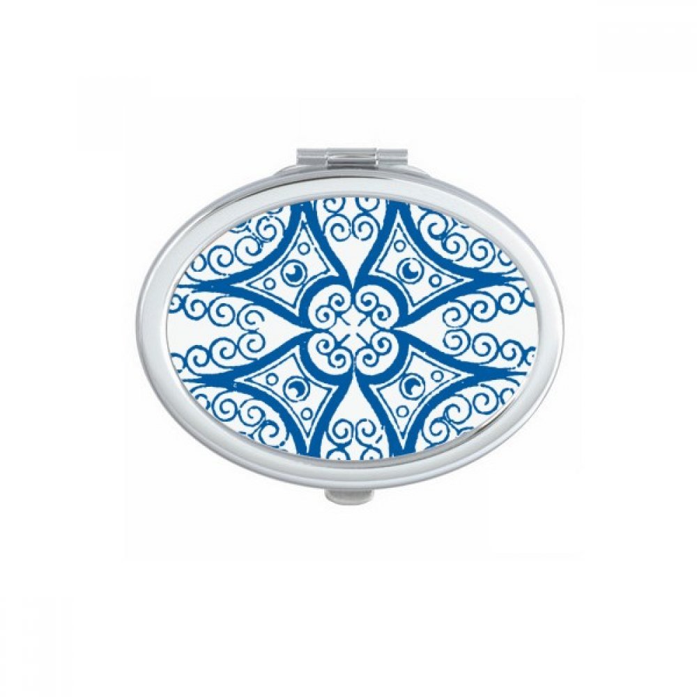 Miroir de maquillage compact ovale au motif Talavera illustré multicolore
