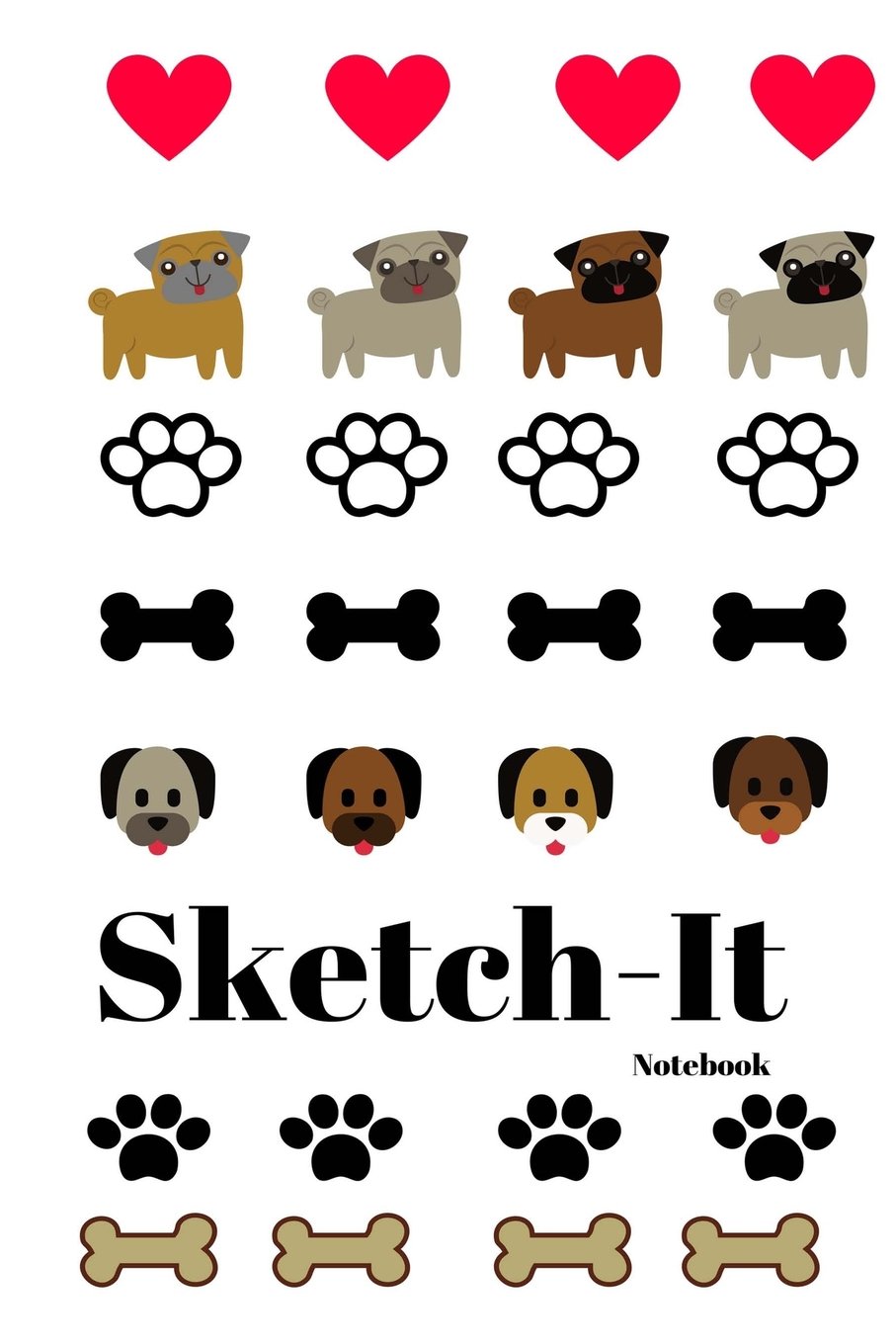 Sketch-It: Notebook: Puppies and Paws ! 6 x 9, White Cover, Sketchbook, unruled, unlined, Journal, Blank Drawing Book, Durable Soft Cover, Notebook, Diary, Poetry Pad