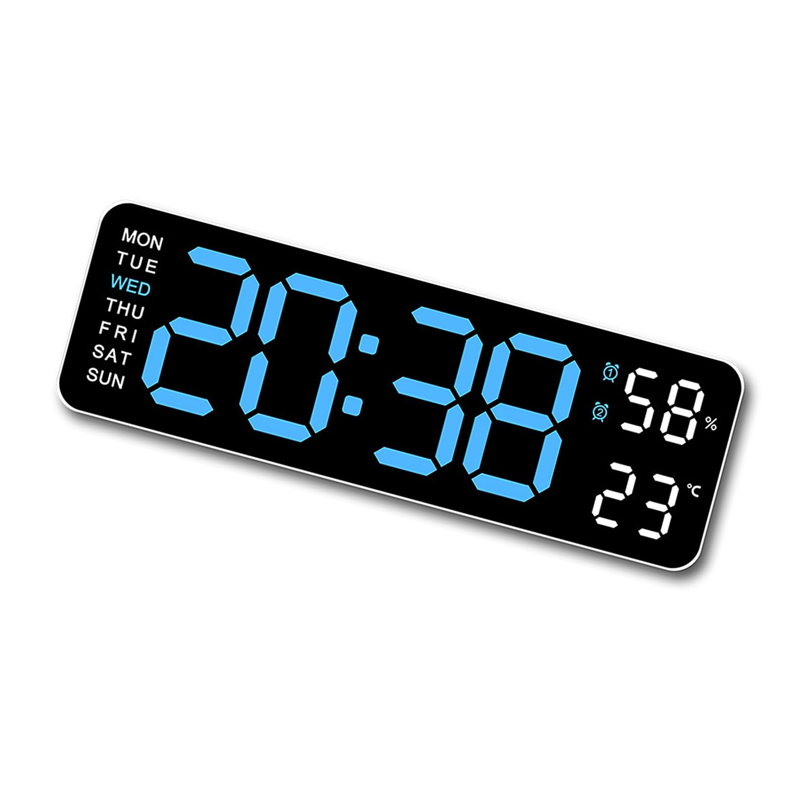 HZBB Multifunctional Electronic LED Desk Clock with Time Week Temperature Display 2 Alarms 12/24 Hour Format Snooze Function Brightness Clock