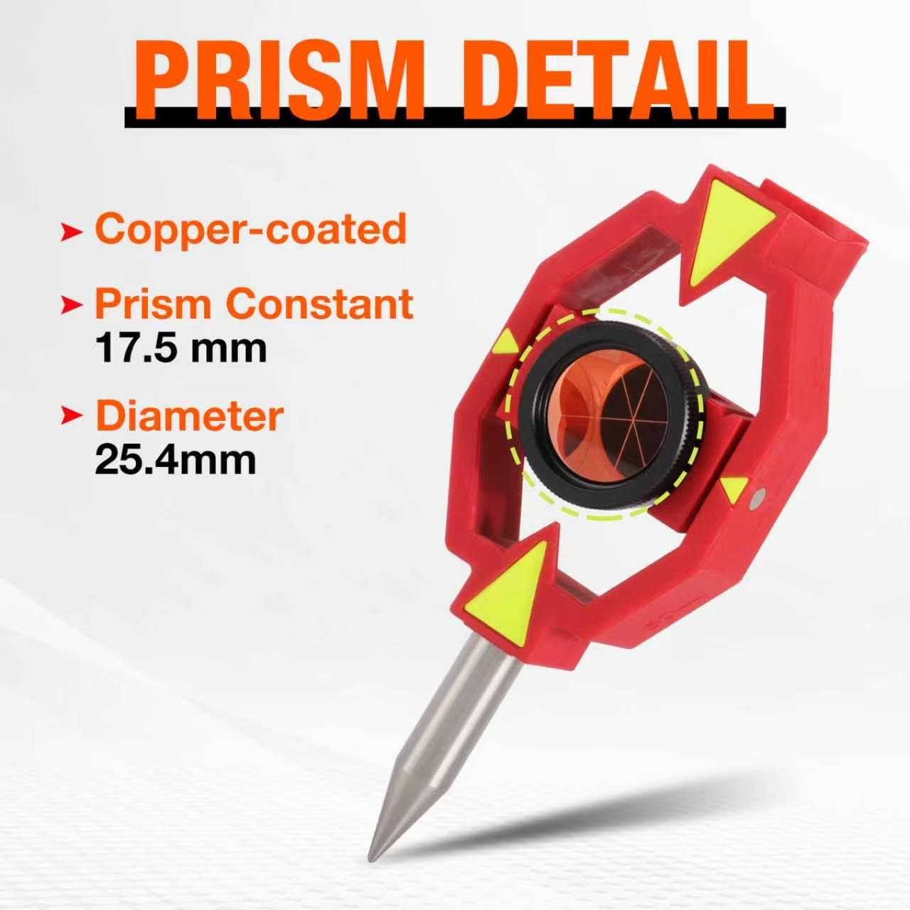 Mini prisma con 4 postes, Mini prisma de estudio para Leica Total Station Surveying Prism Constant 17.5 mm Offset