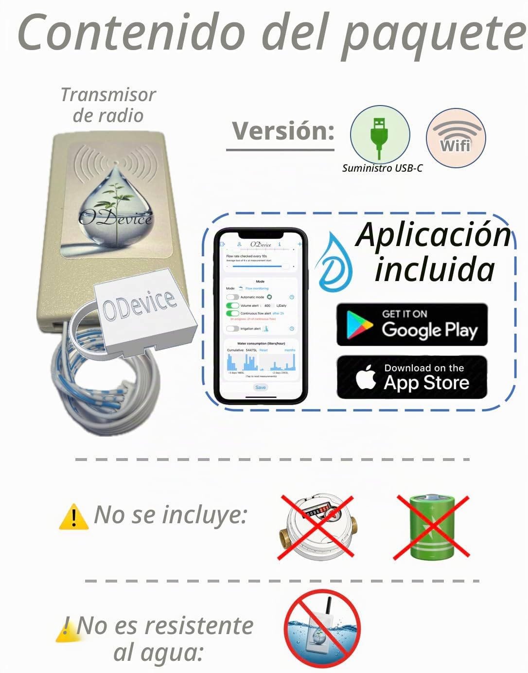 Kits Conectados para Contadores de Agua por Impulsos, Caudalímetro WiFi Lora –ODevice– Telelectura,Alertas de Fugas, Volumen, Nivel de Depósito – Riego, Medición de Distancia,Detección, Piscina