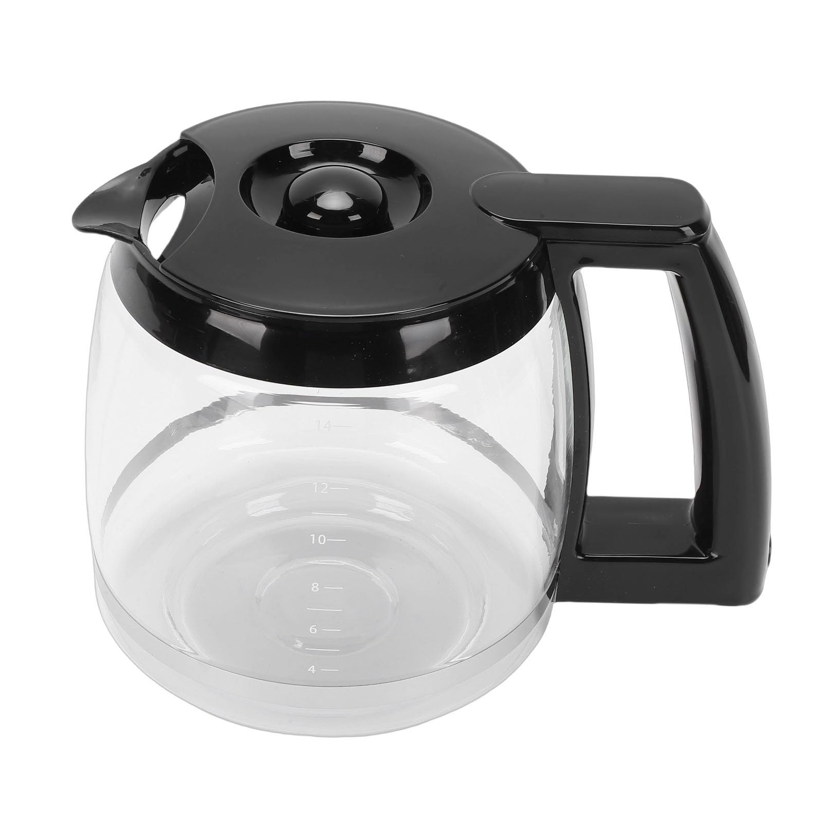 Ersatz für Kaffeekanne, Ersatzkaraffe für Kaffeemaschine aus Glas mit Griff, und Kältebeständige Kaffeekanne für Espressomaschinen, Leicht zu Reinigen (Ersatz für 14 Tassen 2,1 l)
