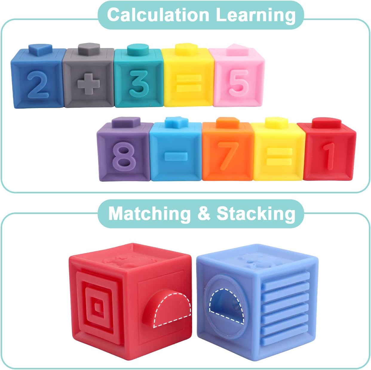 OWNONE 1 Baby Soft Blocks, 16PCS Stacking Building Blocks for Toddlers 1-3, Teething & Sensory Toys for Babies Infant 6 9 10 12 18 Months, Learning Developmental Toys for Boys & Girls 1 2 3 Years Old