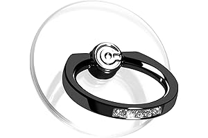 Transparent Phone Ring Stand Holder with Ring My Phone Feature (Black Diamond, 2 Pack)
