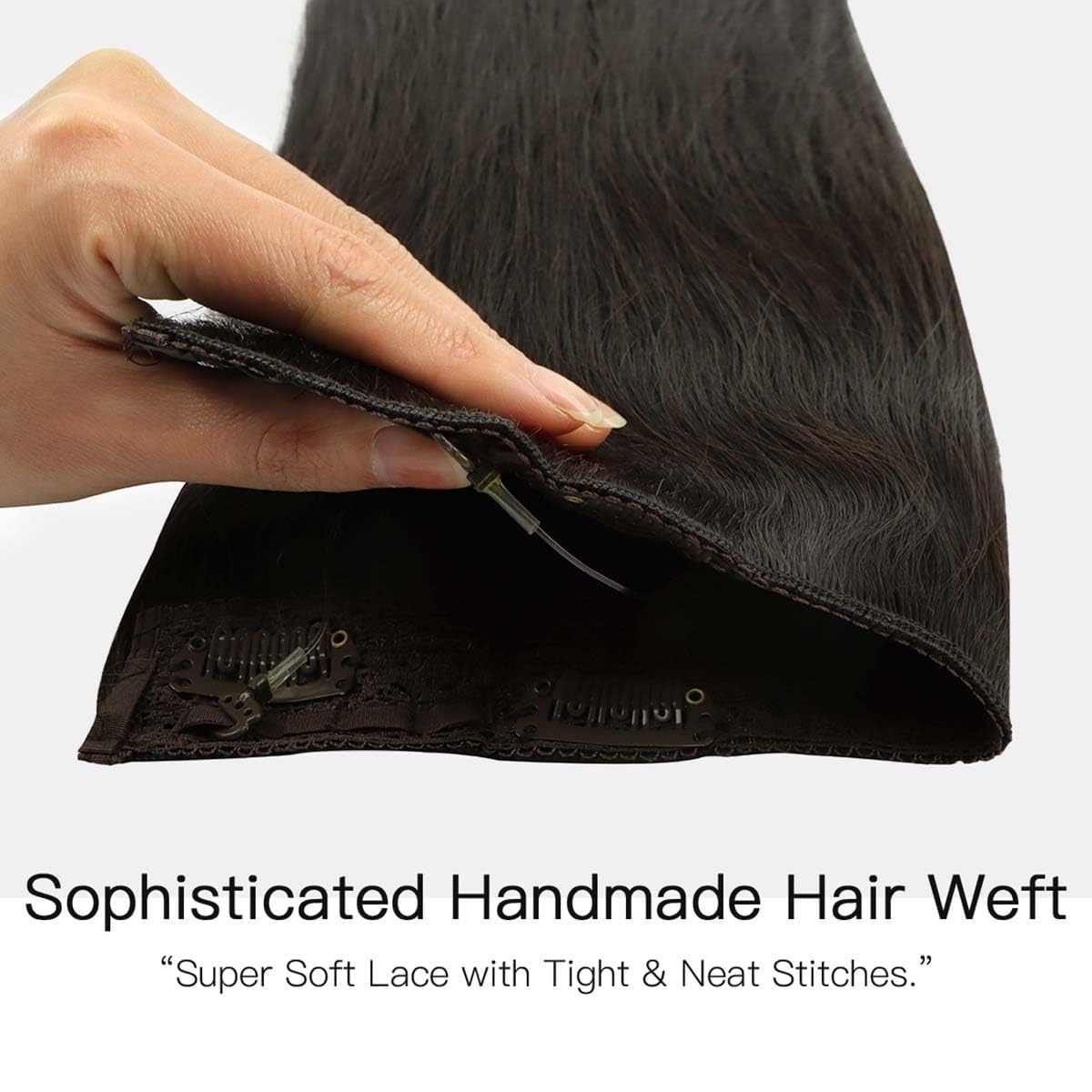 hotbanana Extension Capelli Veri con Filo Invisibile, 30cm 70g Marrone Chiaro Scuro Capelli Umani Remy Lisci, Invisible Wire Hair Extensions, Extension in Capelli Veri Invisibles