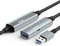 Cabo de extensão USB 3.0 de 10 m com amplificador de sinal ativo, cabo extensor USB longo macho para fêmea, sincronização estável de 5 Gbps para VR Meta Quest, webcam 4K, teclado, Xbox