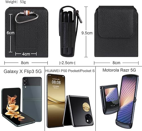 Miniatura 3 de Funda de cuero sintético con clip para cinturón para Samsung Galaxy Z Flip 4 Galaxy Z Flip 3 5G Z Flip 5G Z Flip 5G Z Flip 5G Z FlipMotorola Moto