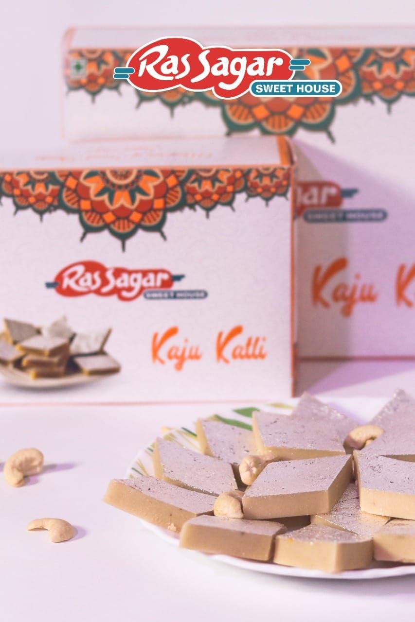 Ras Sagar Sweet House Sweets Kaju Katli | Kaju Burfi | Made With Fresh Cashew Nuts and Traditional Indian Kaju Sweet | Sweets Gift Box | Pack of 1 (1 Kg) 1