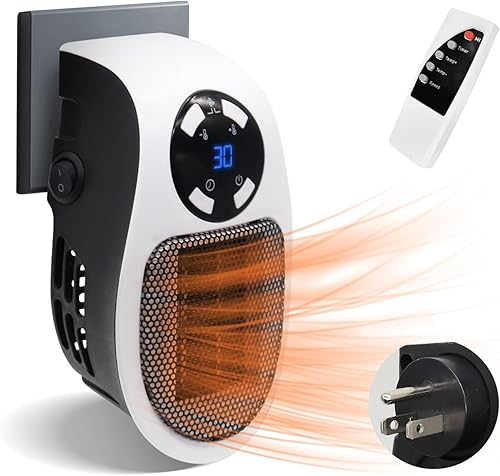 Calentador de calor superior para uso en interiores, 2 ventiladores eléctricos de 500 W de espacio inteligente con termostato ajustable y