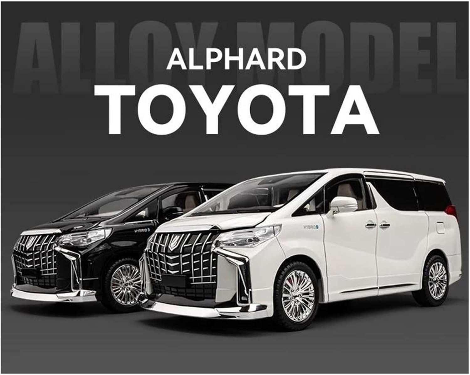 Scale car Model 1:18 for Alphard MPV Alloy Car Model Diecast Display Car Model Sound and Light Highly Restored Real Car Suitable for Display(White)